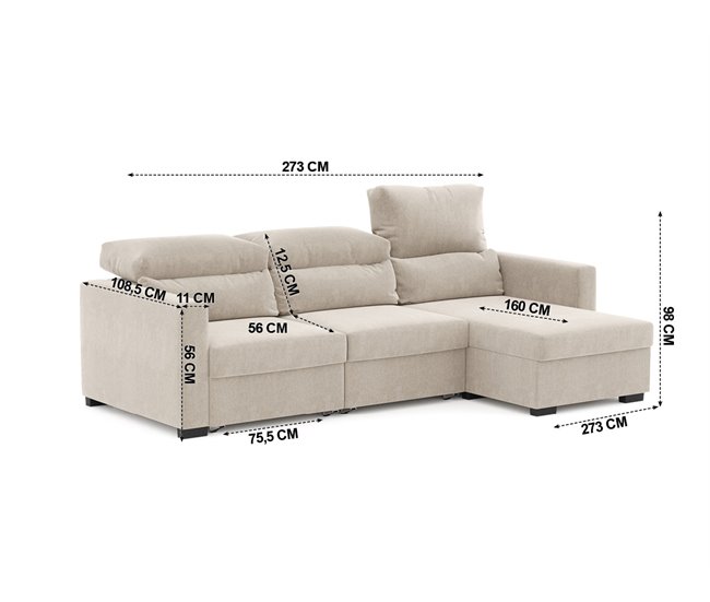 Chaise longue ARAM convertible en cama Beige
