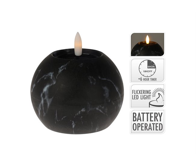 Vela Led acabado MÁRMOL Negro