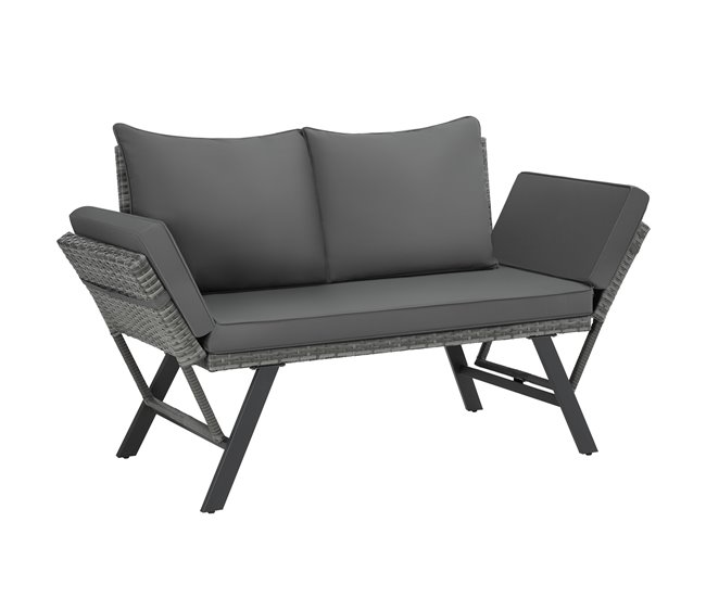 Sofá lounge de ratán Gris