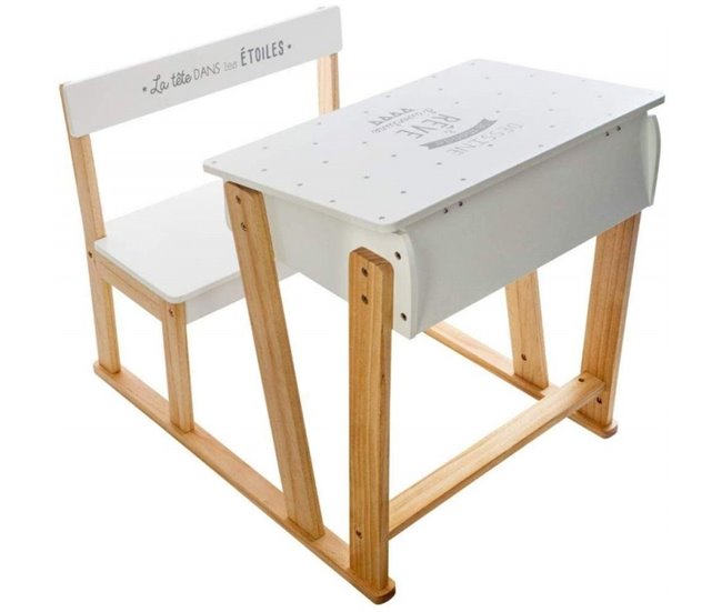 Escritorio pupitre con silla Natural/ Blanco