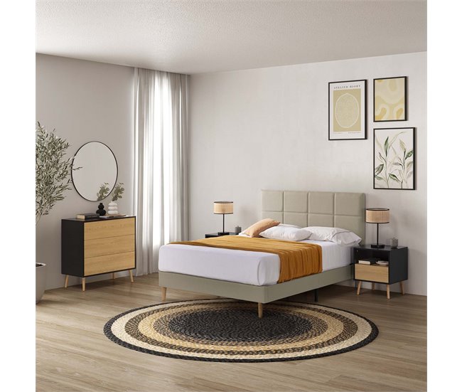 Estructura de cama tapizada Silvi 140x190 Beige