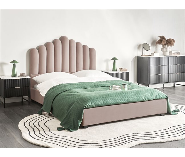 Beliani Cama Terciopelo VINCENNES 145x213 Crema