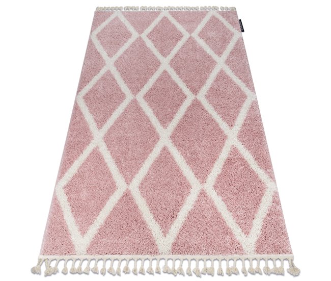 Alfombra BERBER TROIK A0010 rosa/blanco Franjas Bereber Marroquí 120x170 Rosa