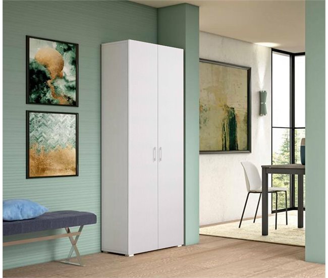 Armario multiusos 2 puertas efecto madera 72 Blanco
