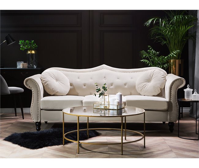 Beliani Sofá de 3 plazas Terciopelo SKIEN Beige