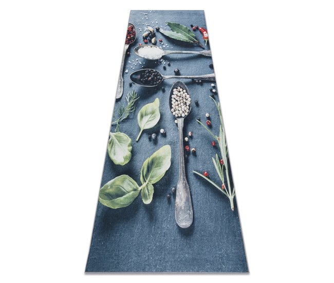 Alfombra lavable ANDRE 1151 Cucharas para la cocina Azul