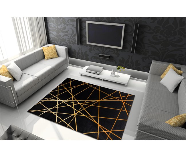 Alfombra GLOSS moderno 406C 86 elegante glamour art deco 120x170 Negro