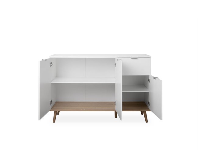 Aparador con 3 puertas y 1 cajón NORDIC Blanco/ Madera