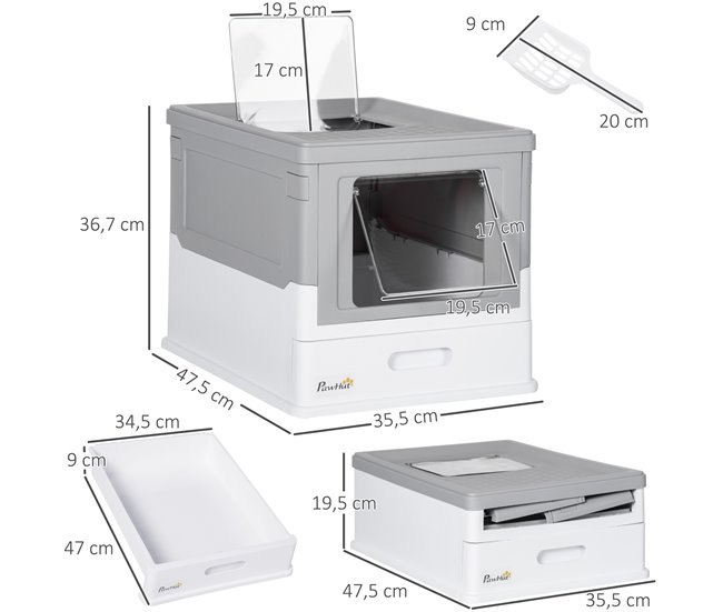 Caja de Arena PP PawHut, mascotas - accesorios para gatos Gris