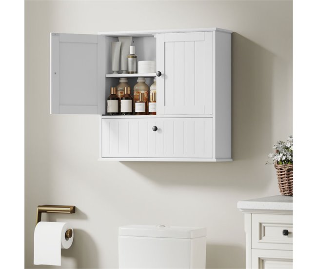 Armario de Pared MDF HOMCOM, hogar - baño Blanco