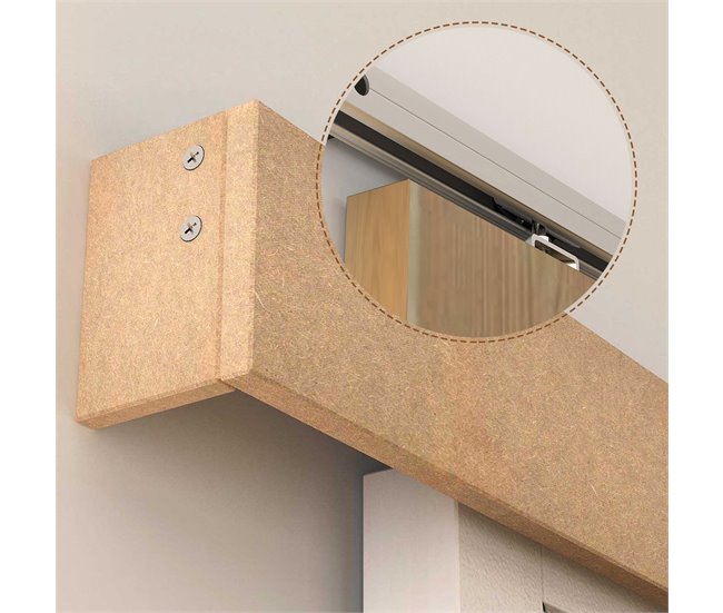 Kit Instalacion Puerta Corredera MDF, Aleación de Aluminio HOMCOM 200 Marron
