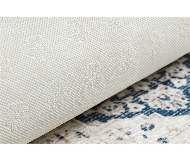 Alfombra lavable ANDRE 1819C Rosetón vintage 80x150 Azul