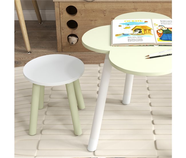 Mesa para Niños MDF, Madera de Pino ZONEKIZ 59x59 Amarillo