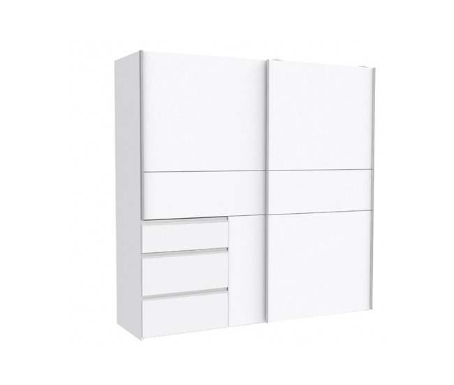 Armario NEVADA PLUS puertas correderas y 3 cajones 200x200cm Blanco