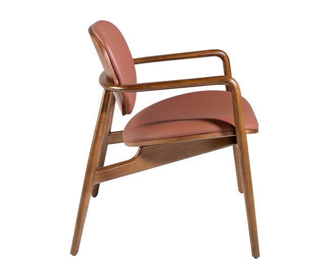 ANGEL CERDA Sillón polipiel marrón y nogal Nogal