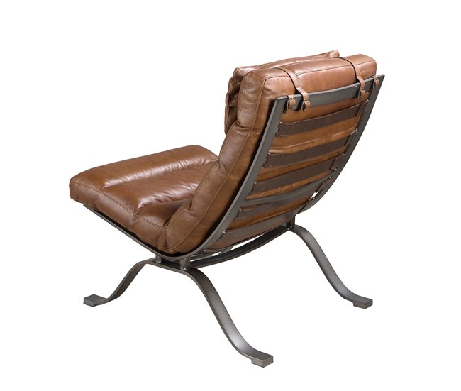 ANGEL CERDA Sillón piel marrón oscuro Aluminio