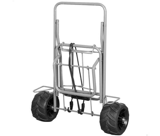 Aktive Carro playa plegable c/ruedas grandes y cuerda de sujeción Gris