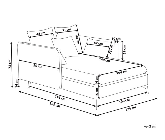 Beliani Chaise longue Poliéster CHARMES Azul Marino