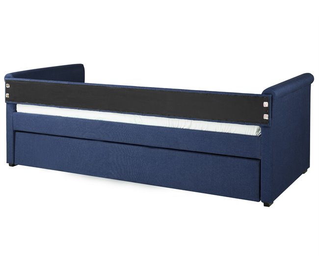 Beliani Cama nido Poliéster LIBOURNE 184x220 Azul Marino