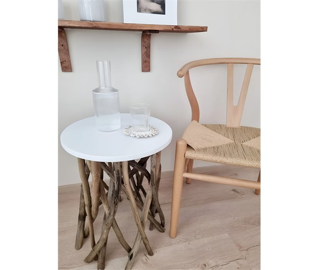 Beliani Mesa auxiliar HOUMA 36x36 Blanco