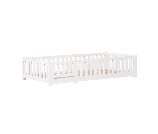 Cama infantil con protección contra caídas y puerta Blanco