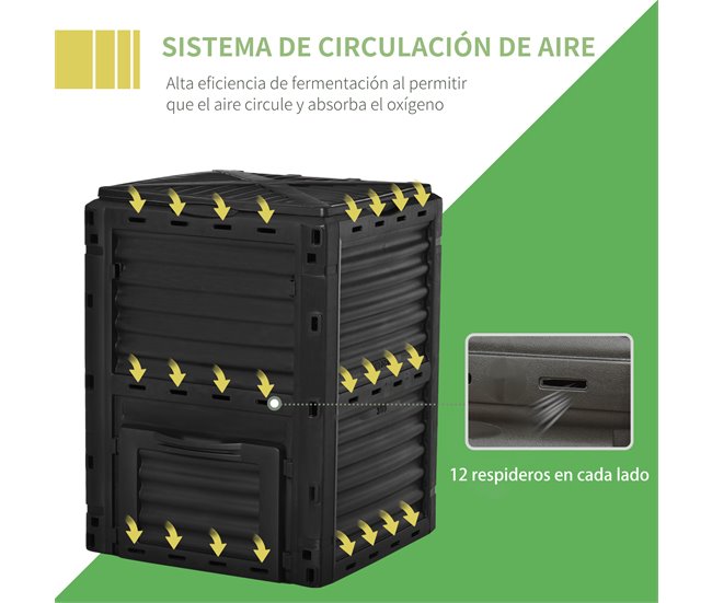 Compostador de Jardín PP Outsunny Negro