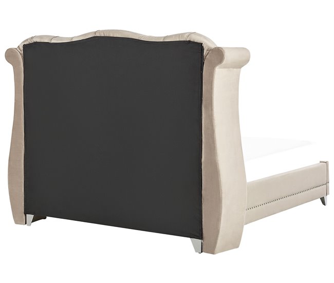 Beliani Cama con somier Terciopelo AYETTE 185x215 Beige