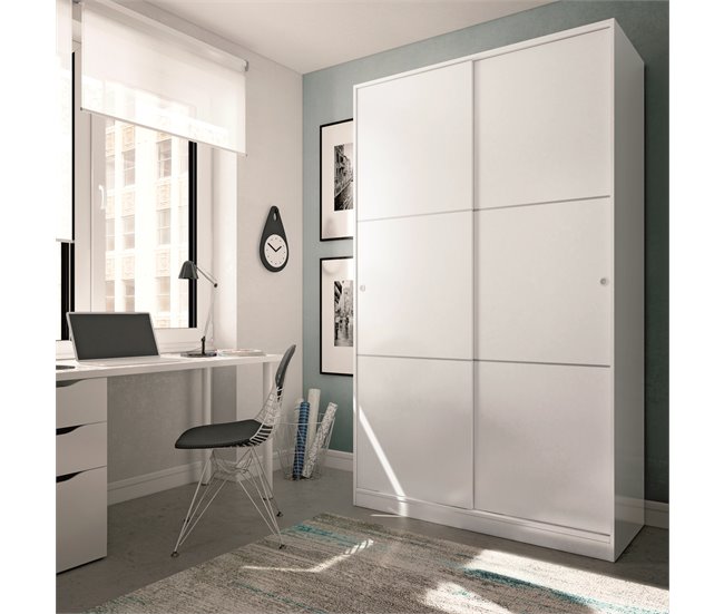 Armario TREVI puertas correderas 120x200cm blanco brillo Blanco Brillo