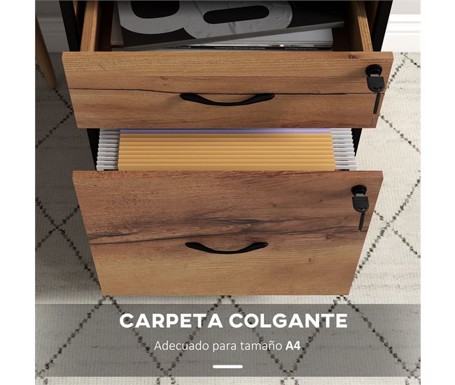 Cajonera de Oficina Melamina de Madera, Acero Vinsetto Marron