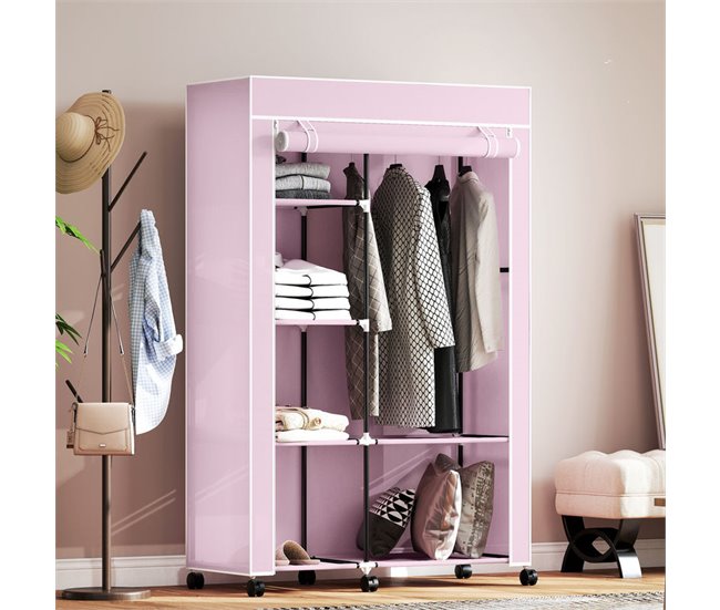 Armario de Tela Acero, Tela no Tejida HOMCOM Rosa