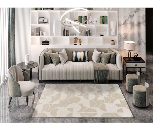 Alfombra geométrica con relieve FLORA - ATTICGO 133x190 Beige