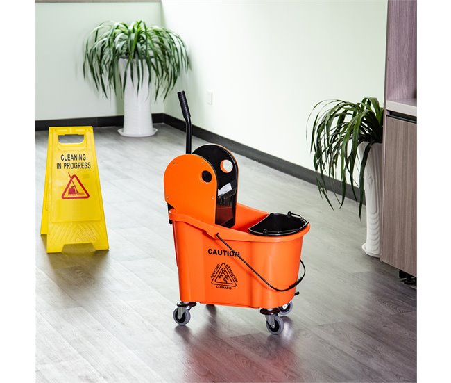 Cubo para Fregona Plástico PP, Metal HOMCOM Naranja