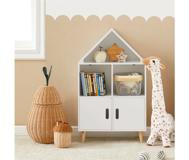 Librería Infantil con 2 Estanterías Abiertos KMB58-W SoBuy Blanco