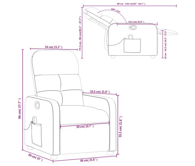 Sillón Reclinable De Masaje Gris Oscuro