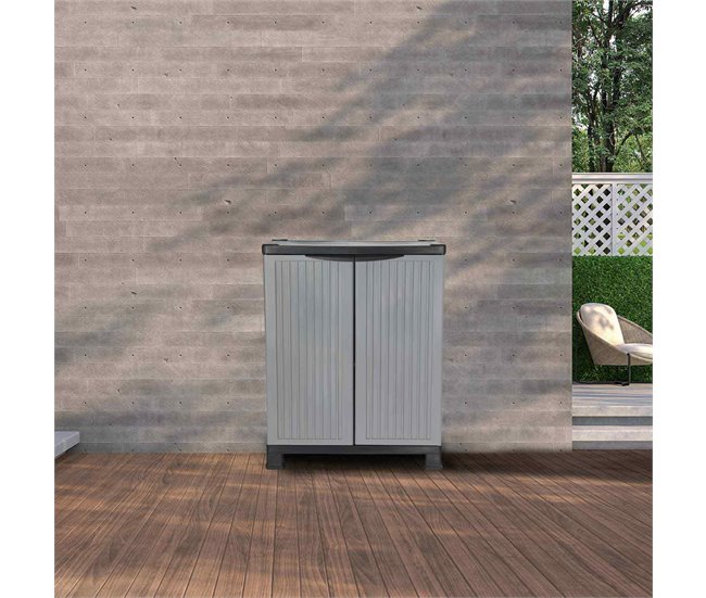 Armario de Resina Exterior Bajo con 1 Balda 7house 68 Gris