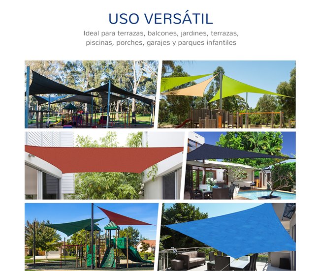 Toldo de Vela HDPE Outsunny, terraza y jardín - carpas y toldos Gris