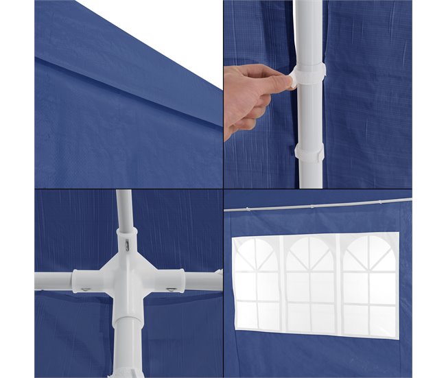 Carpa Pabellón para jardín Wedau metal 600x300 Azul