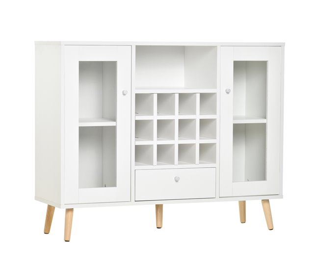 Aparador Melamina, Madera, Vidrio HOMCOM 100 Blanco