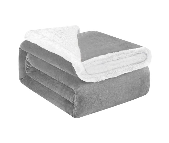Acomoda Textil – Manta de Sedalina con Borreguito Extra Suave. Gris