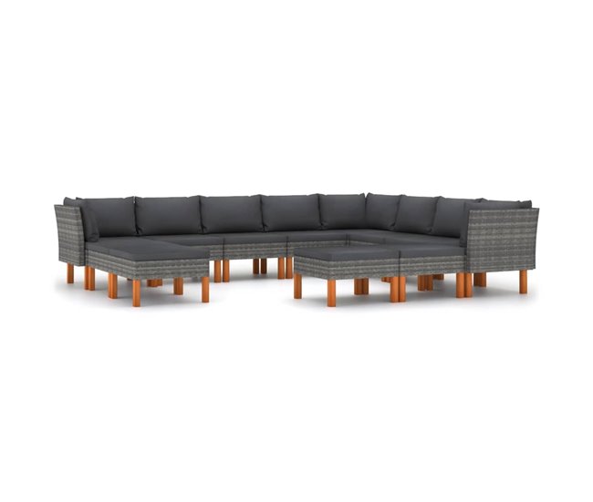 Set de muebles de jardín cojines Gris