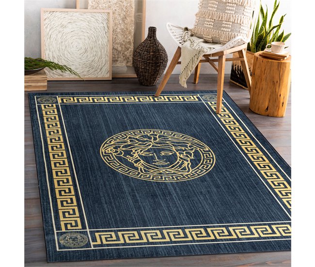 Alfombra lavable ANDRE 1972 Marco medusa griego 120x170 Azul