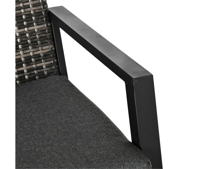 Muebles de Ratán Ratán PE, Poliéster, Espuma, Metal Outsunny Negro