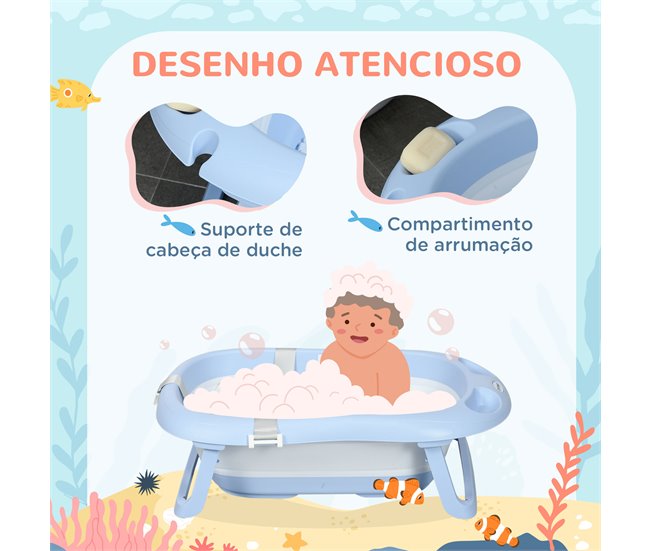 Bañera para Bebé PP, TPE, Espuma, Poliéster ZONEKIZ Azul