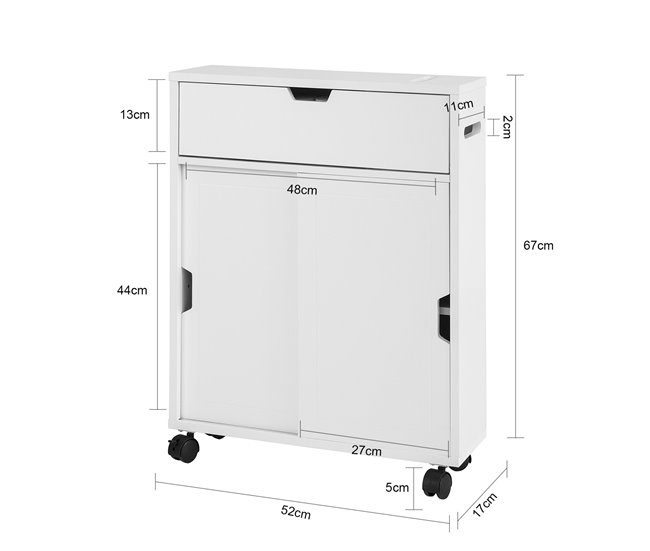 Armario Auxiliar Baño con 2 Puertas y 1 cajón BZR31-W SoBuy Blanco