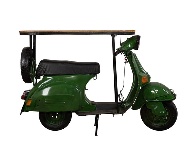 Barra botellero moto vespa de metal y madera Verde