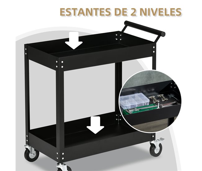Carro de Herramientas Acero Laminado en Frío DURHAND Negro