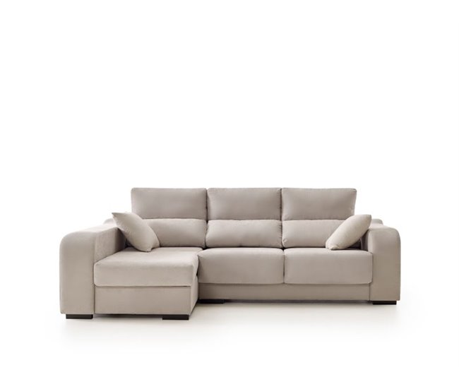 Sofá Chaiselongue Zafiro 3 Plazas Tela Izquierda Beige