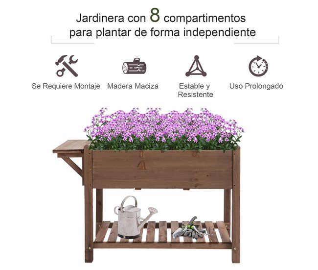 Huerto Urbano de Madera Madera de Abeto Outsunny Marron