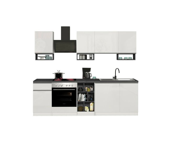 Cozinha completa com efeito madeira 255 Blanco