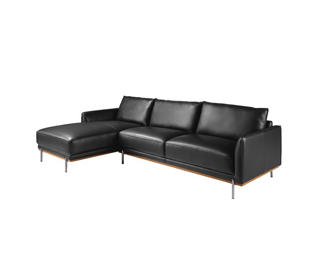 ANGEL CERDÁ Sofá chaise longue izquierda piel Negro